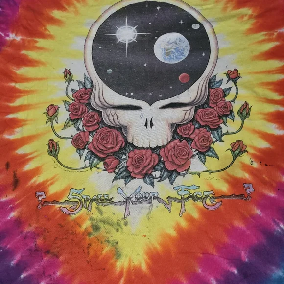 Vintage 1992 Greatful Dead Space your face t shirt sz L Thrashed - Picture 2 of 6